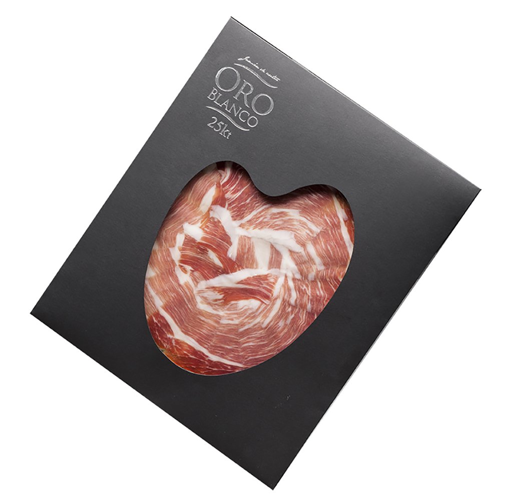 Jamón de Teruel (D.O.P) Oro Blanco de Aire Sano cortado a cuchillo en un estuche de 1kg (10 sobres x 100 gr)