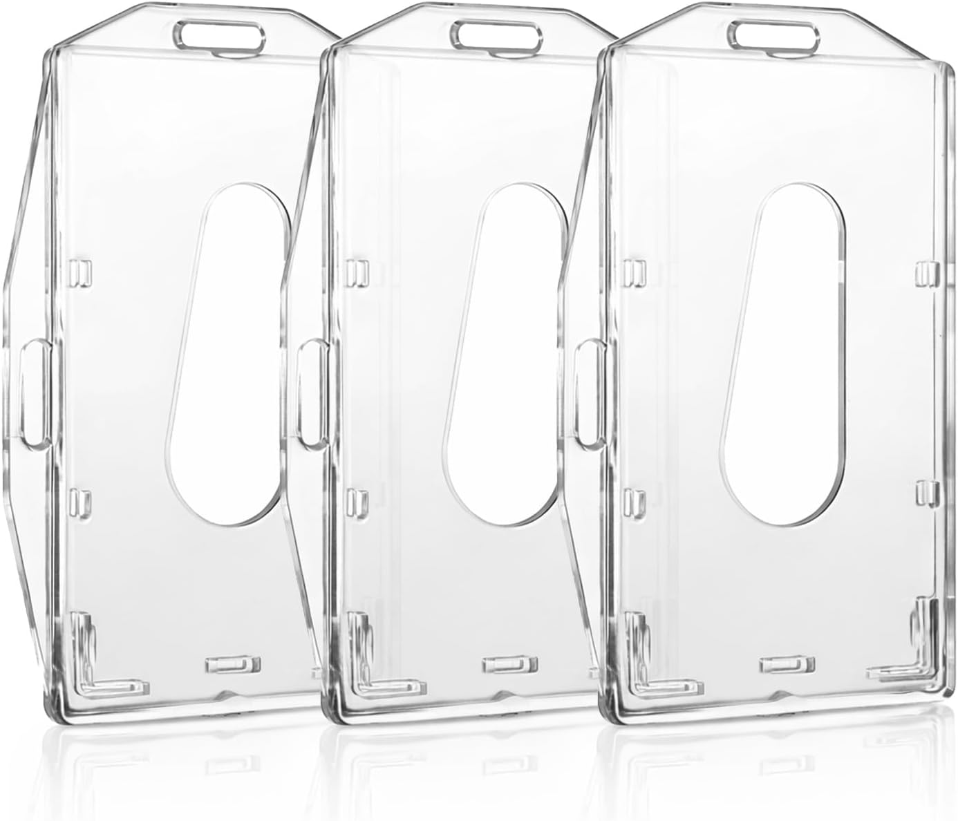 3 Pack Hard Plastic ID Badge Holder Hard Plastic Badge Holder Clear ID Badges Holders Heavy Duty for Name Work Credit Cards Access Cards