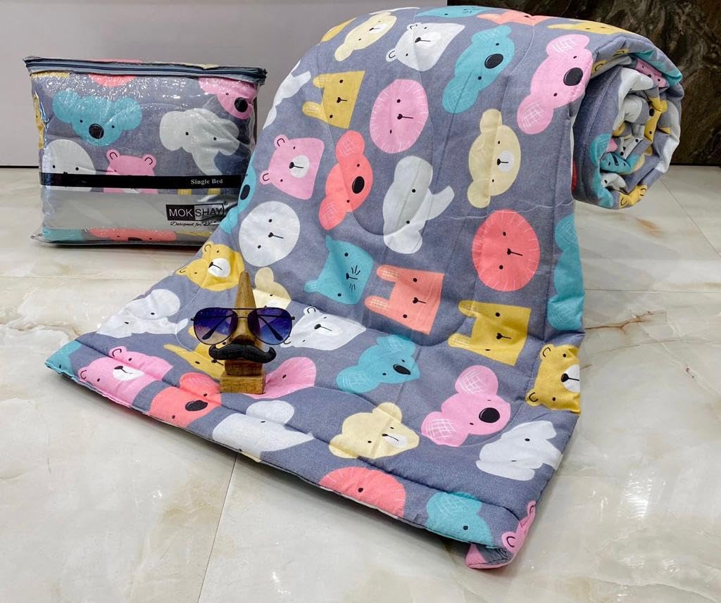 Hrudaya Babies & Kids Super Soft GC All Season Reversible Comforter | Blanket (200 GSM) (0-13Years) (Single Bed) Design NO.10