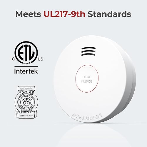 Miniatura 3 de SITERLINK - Detectores de humo de 10 años, funciona con pilas, alarma de humo con certificación UL217-9 con botón de silencio de prueba, sensor