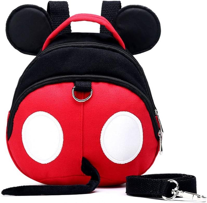 Yimidear リュック 子供 迷子防止ひも バックパック ベビー ハーネス リード付き 耳付き ベルト ゴールデンウィーク 旅行 幼児用 (レッド)