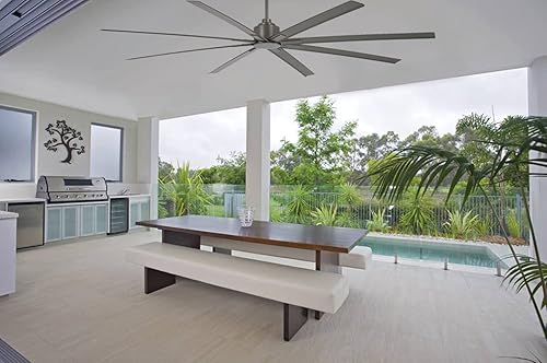 Miniatura 7 de Minka-Aire F896-84-SI Xtreme H2O Ventilador de techo para exteriores de 84 pulgadas con motor de CC en acabado de hierro ahumado y control de pared