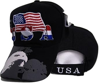 USA American Bald Eagle Shadow Flag Embroidered Baseball Cap Hat Premium Multi