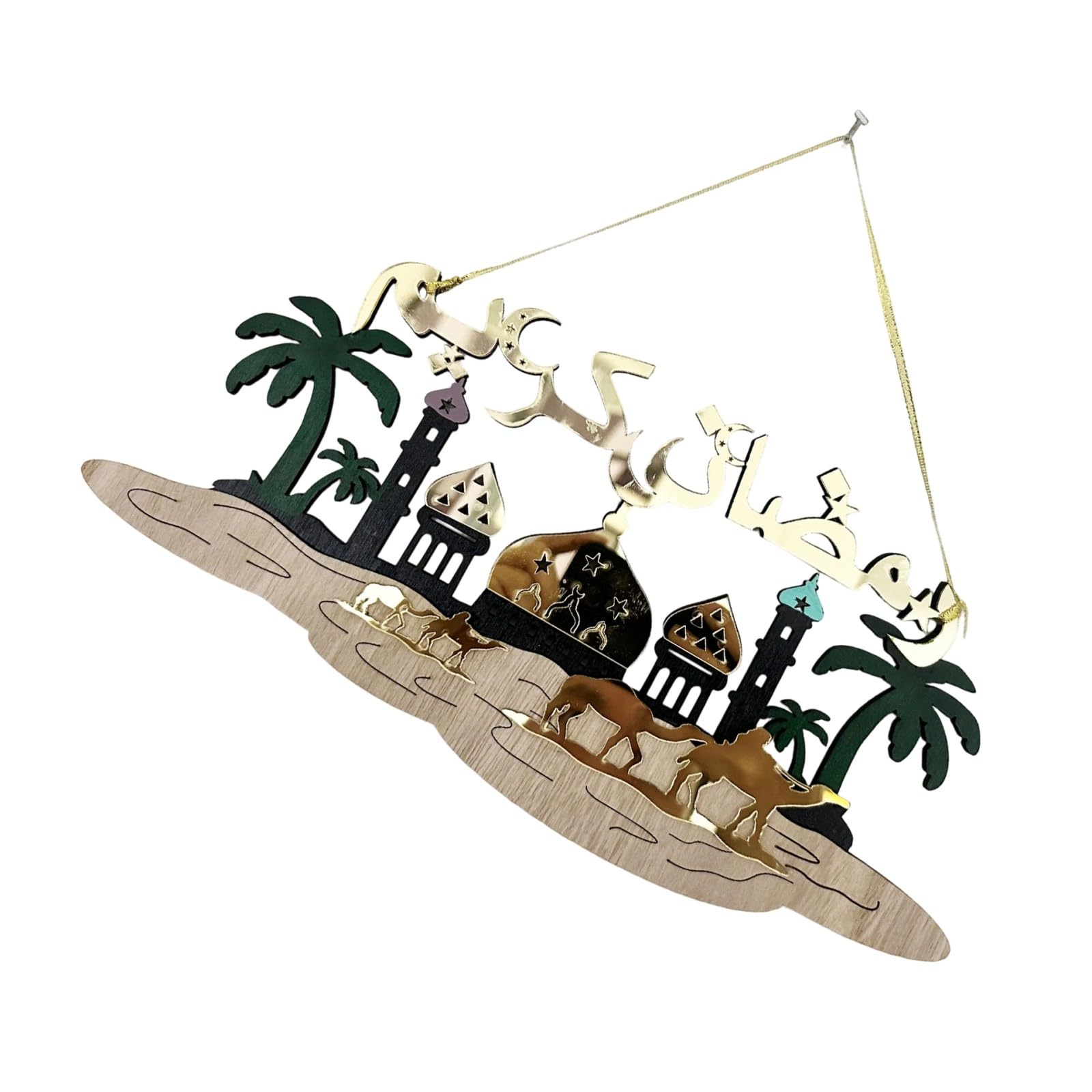 Foloda Multicolor Holiday Themed Wooden Hanging Ornament Shape For Christmas Decor Party Deck Bactrian