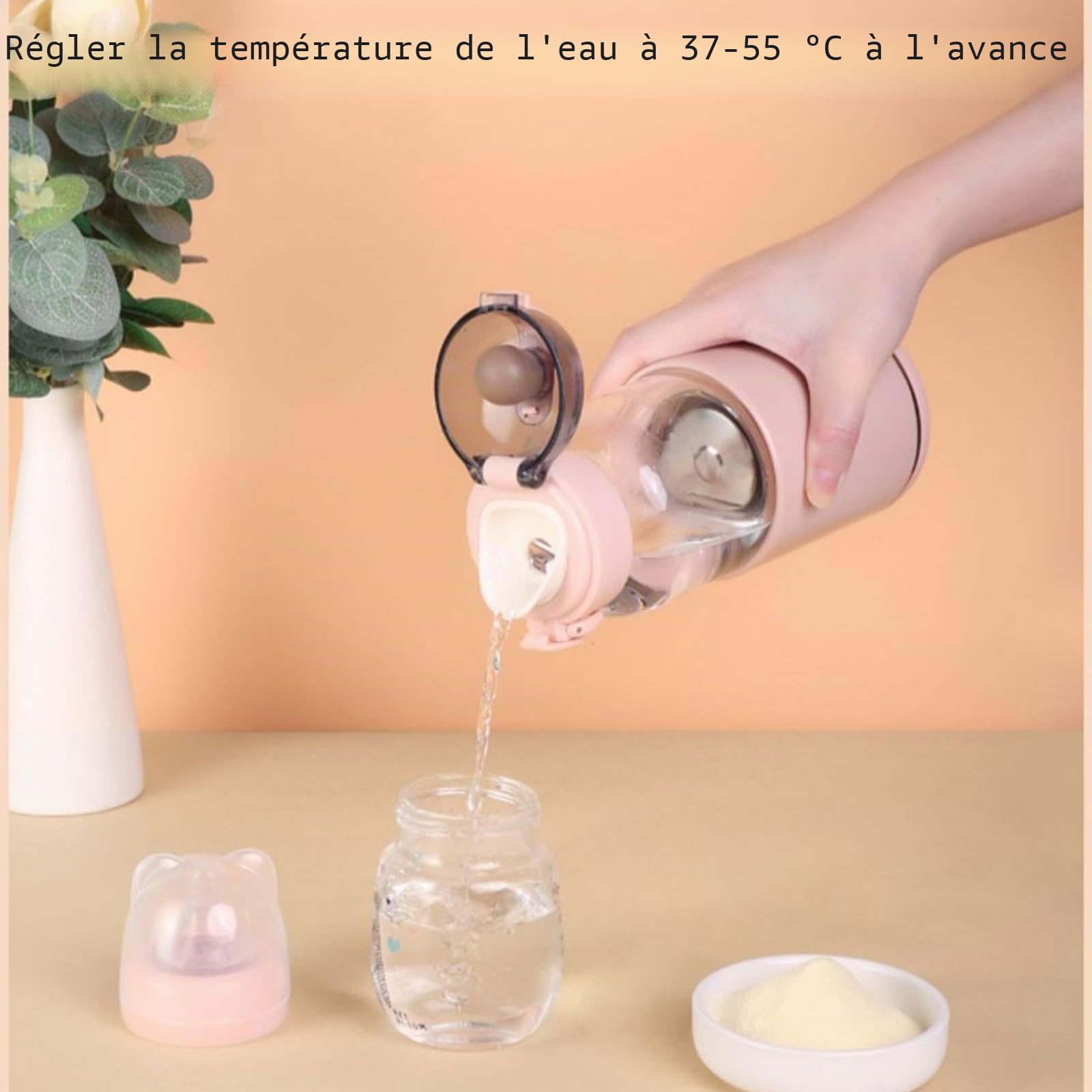 Générique Chauffe-Eau portatif,Chauffe-Eau Portable pour Formule bébé Capacité de 300 ML,Chauffe biberon Nomade sans Fil,Facile à Transporter et adapté aux Voyages