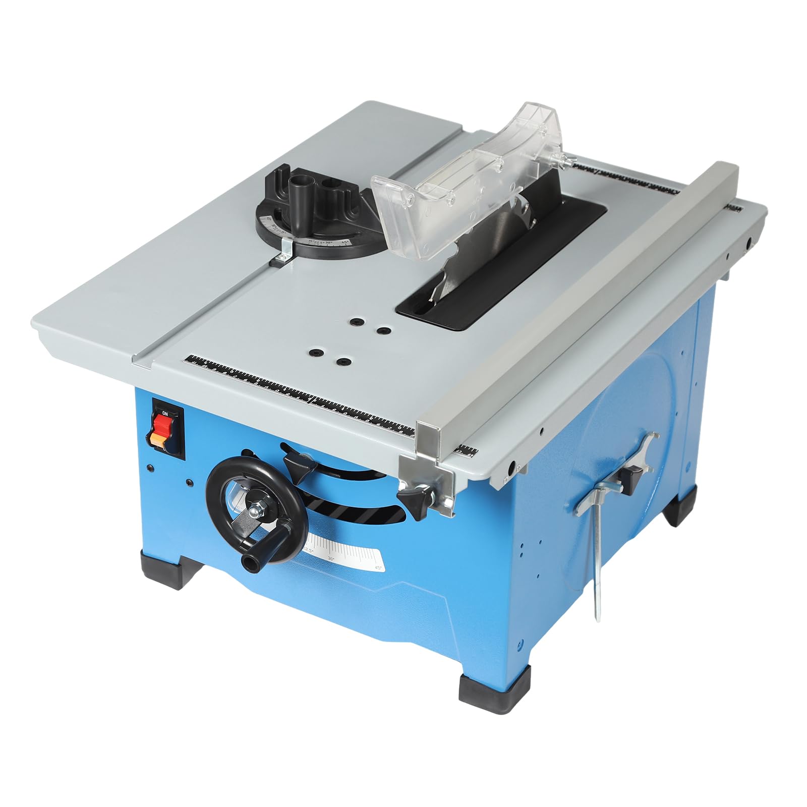 Mini sierra de mesa circular de mesa para corte de madera y trabajos de bricolaje, 1400 W, 4200 rpm, con hoja de sierra ajustable, corte de inglete de 0 a 45°, para herramientas de artesanía y