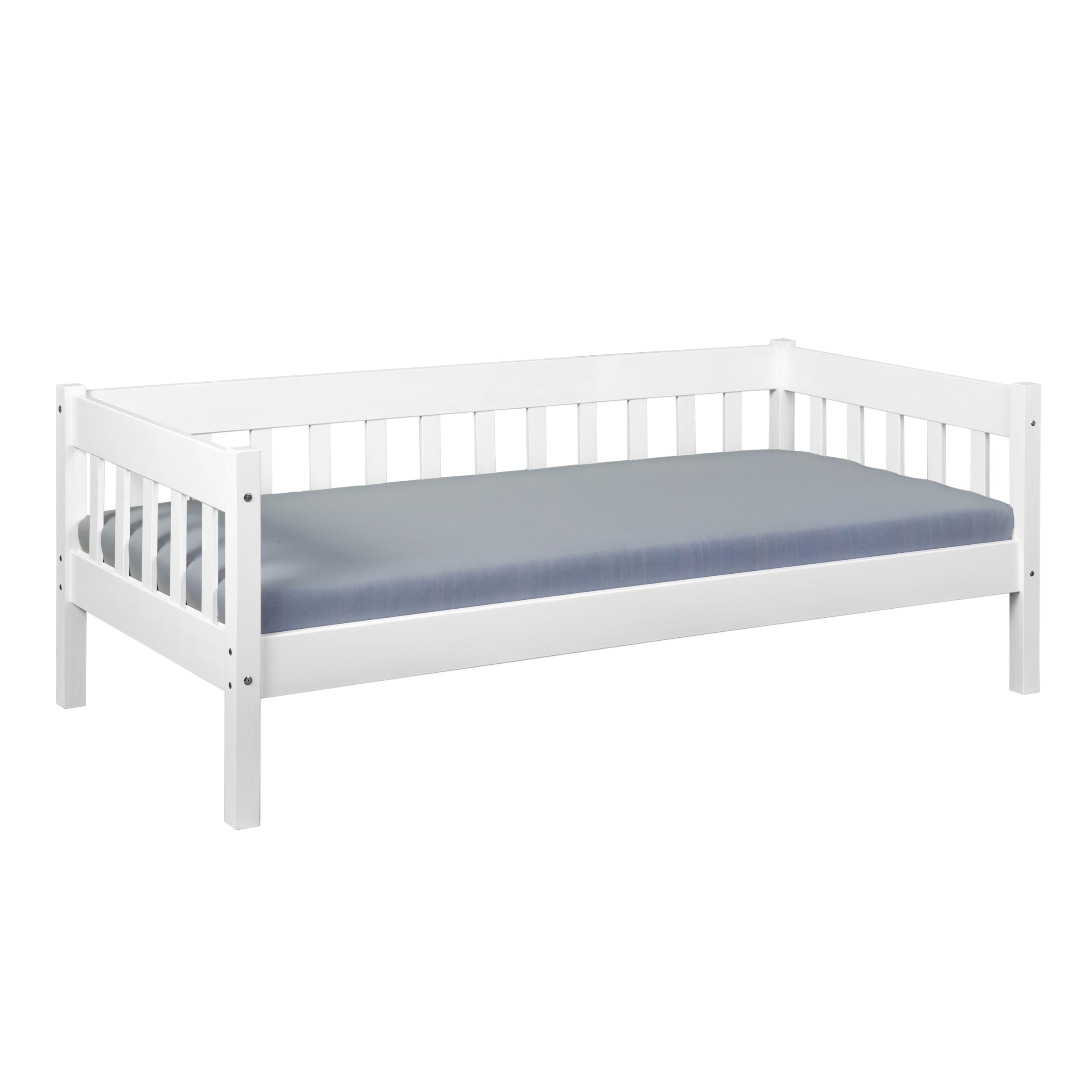 Inter Link - Sofabett – Tagesbett – Gästebett – Bett aus massiver Kiefer – 90 x 200cm – Schlafsofa – Inklusive Lattenrost - Weiß lackiert – Sintro