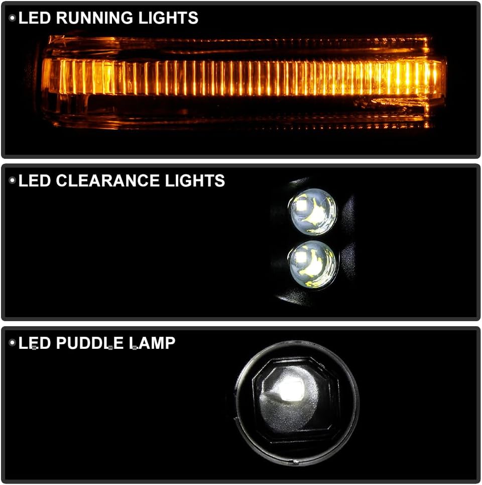KEEKPO - Compatible with 2019-2025 GMC Sierra 1500 Black Power Heated LED Signal Blind Spot Temp Sensor Tow Mirrors Pair