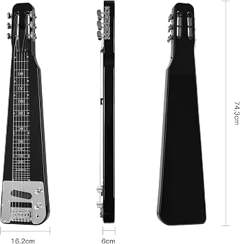 Batking Lap Steel Guitar 6 String Slotted Head Stock Electric Slide Guitars Black Color