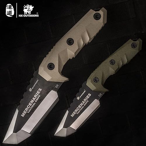 Miniatura 7 de HX Outdoors - Cuchillos tácticos de hoja fija con funda, cuchillo tipo tanto de supervivencia para exteriores, cuchillo táctico de fuerzas