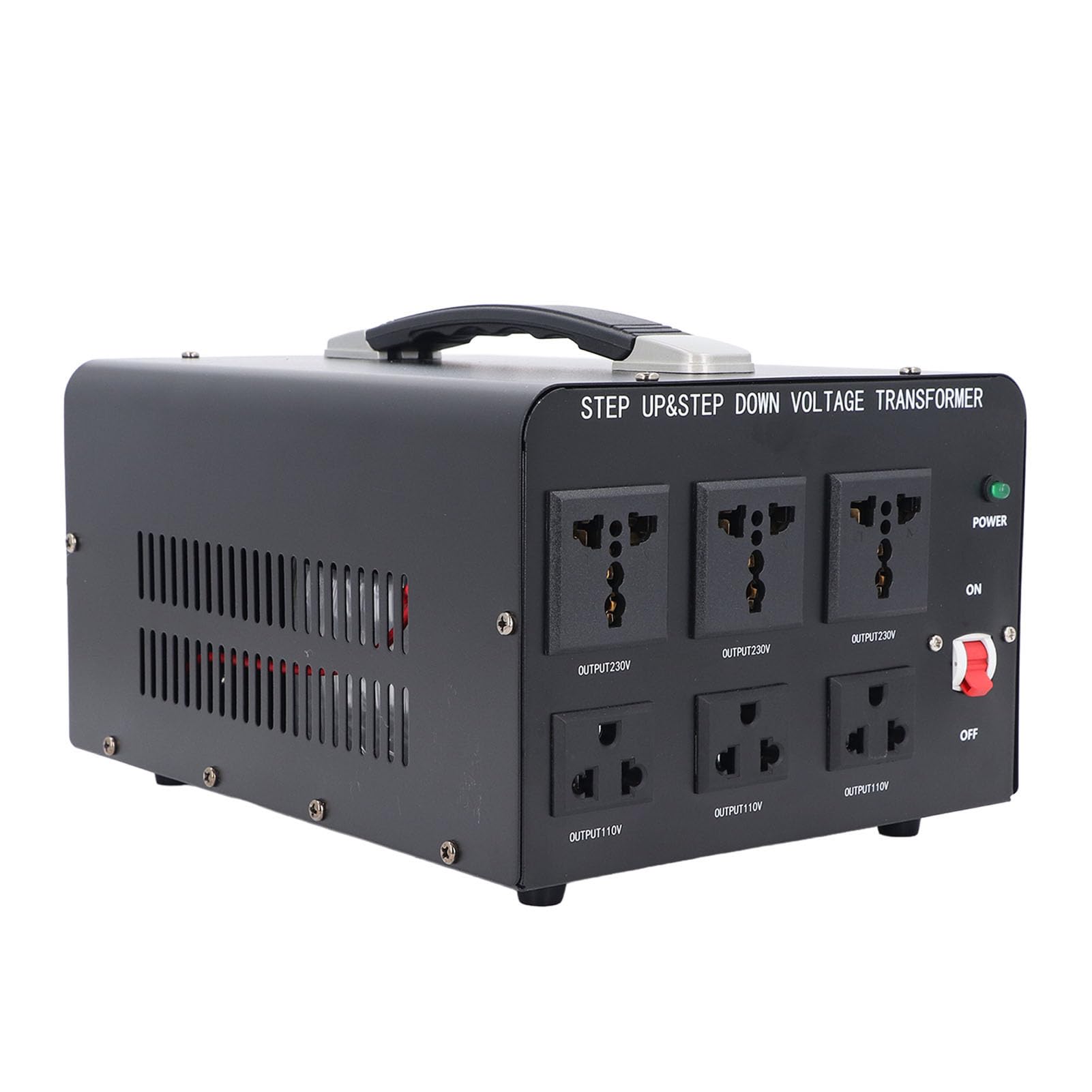 Transformador convertidor de tensión 3000W (110V a 220V, 220V a 110V) Convertidor Elevador/Reductor con Interfaz Universal, Carcasa de aleación de Aluminio, monofásico (Enchufe de la UE)