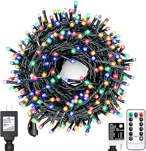 SQUOTI LED Christmas String Lights, 29V 105FT/30M 300 LED Fairy Lights for Home Decoration, Multi-Color, Dark Green Wire, UL Listed