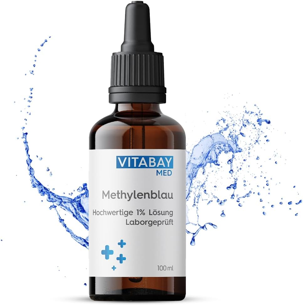 Vitabay methylene blue high-dose drops VEGAN - 100ml solution with 99.8% purity - high-dose methylene blue - methylene blue 1% solution - laboratory tested & manufactured in Germany