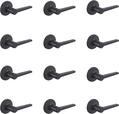 Tienda Basics Manchester - Manija de puerta simulada, 2.559 in de diámetro x 4.094 in de largo, negro mate