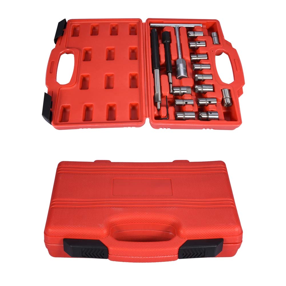 Set di frese per iniettori diesel, 17 pezzi, per iniettori, taglierino, kit di riparazione universale per auto