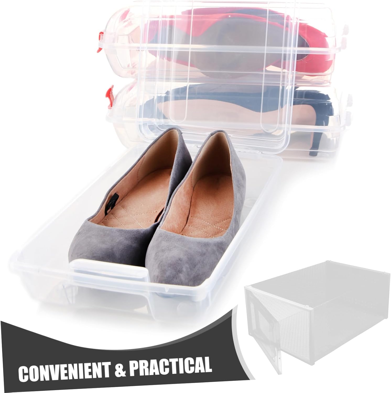 6pcs Shoe Box Stackable Shoe Storage Containers for Closet Boxes Organizer