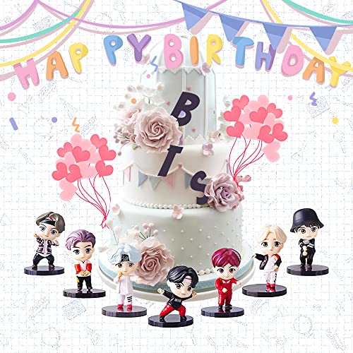 7Pcs Bts Cake Topper Figurines Characters Set Of Action Figure Toys Premium Cake Toppers And Party Favors For Bts Party Supplier Christmas Gift #TOP2