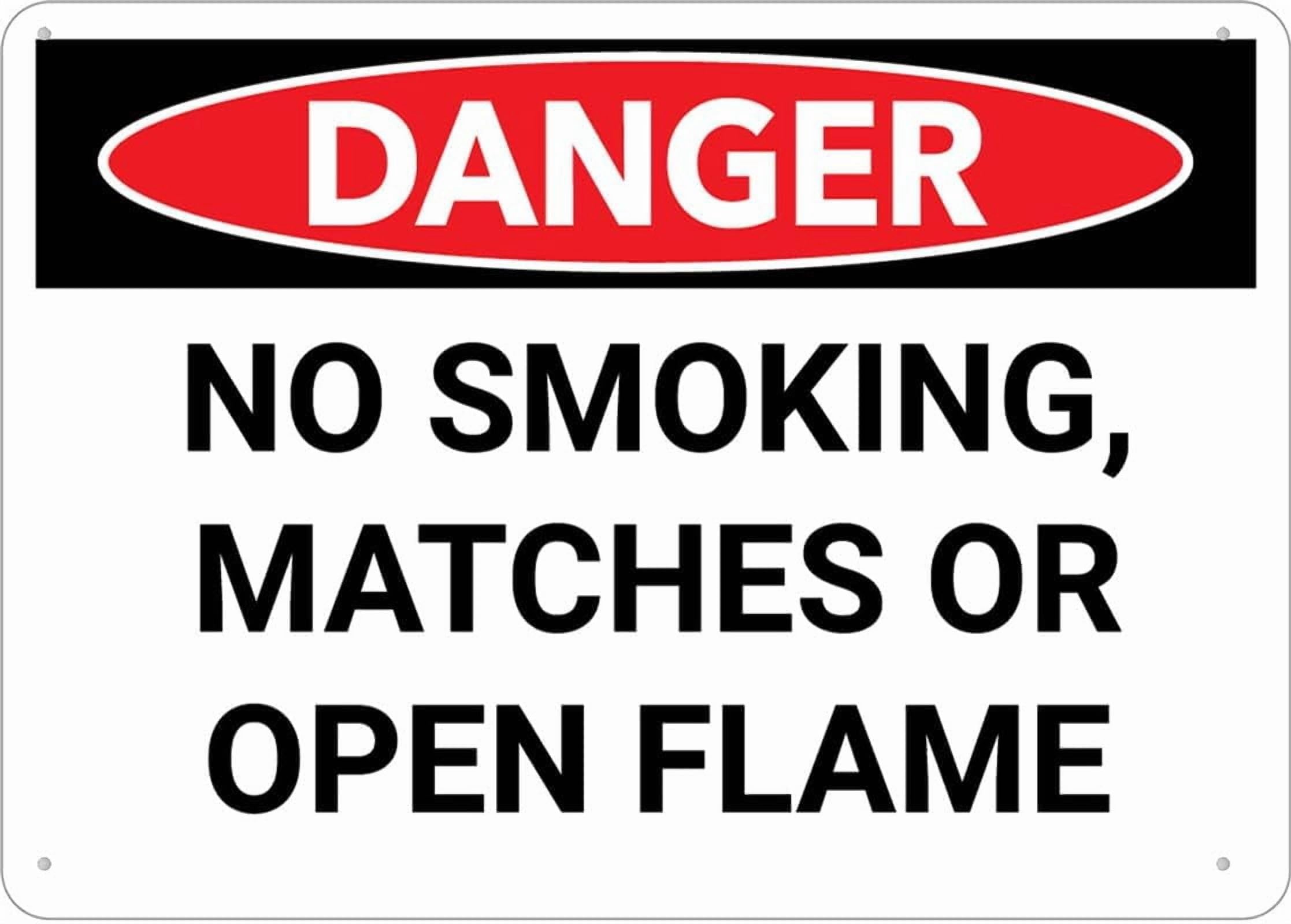 (2-Pack) Metal Tin Sign Danger No Smoking Matches Or Open Flame Sign Warning Sign Home Kitchen Farm Garden Garage Wall Decor 12X8 Inch