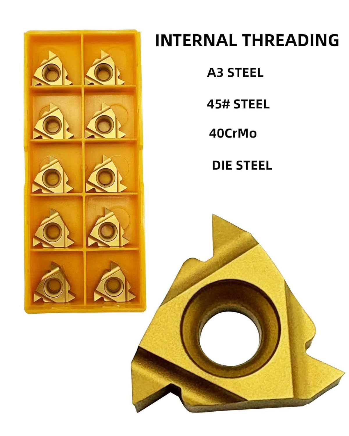 16mm HSMT16-16K16 CNC Drehmaschine Innengewinde Drehhalter mit 11 Stück 16IR AG60 Gewindeschneidplatten Außen Innengewinde Wendeschneidplatten Hartmetalldreheinsätzen
