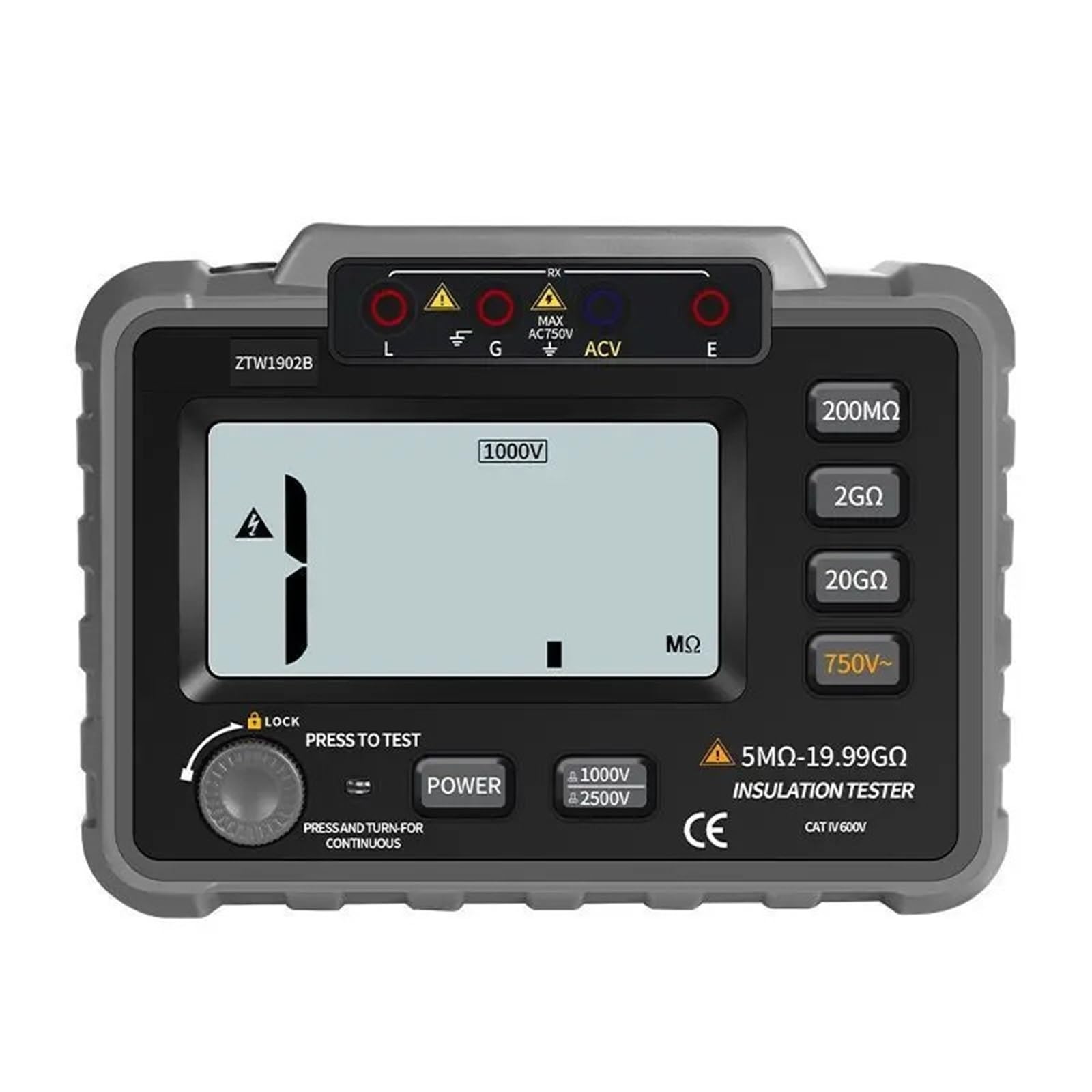 Analizzatore di reti elettriche, Misuratore elettronico di scossa ad alta tensione 500V elettrico resistenza 1000V Tester isolamento 2500V