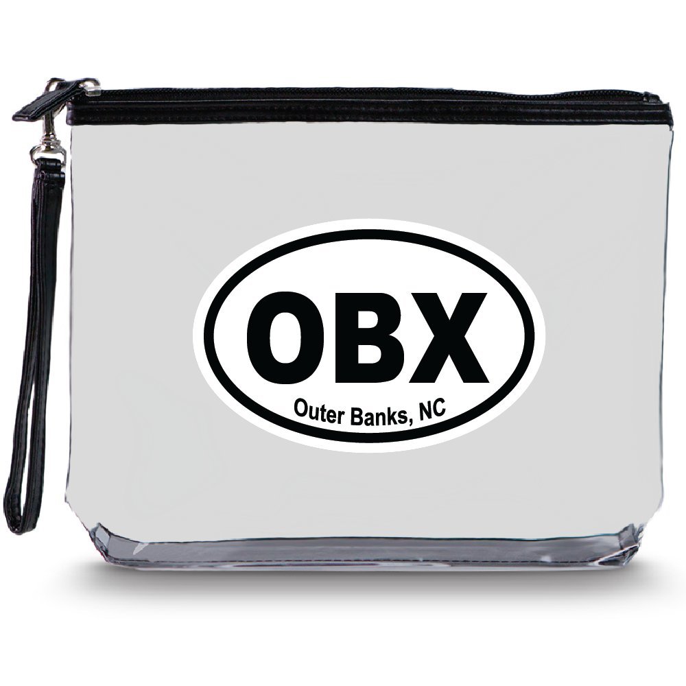 Clear Travel Bag with Heavy Duty Transparent Plastic Pouch, Zipper & Carry Strap - Waterproof Great for Day Trips, Beach, Pool, Sporting Events. Stands for Easy Loading – Outer Banks Imprint MBOBX