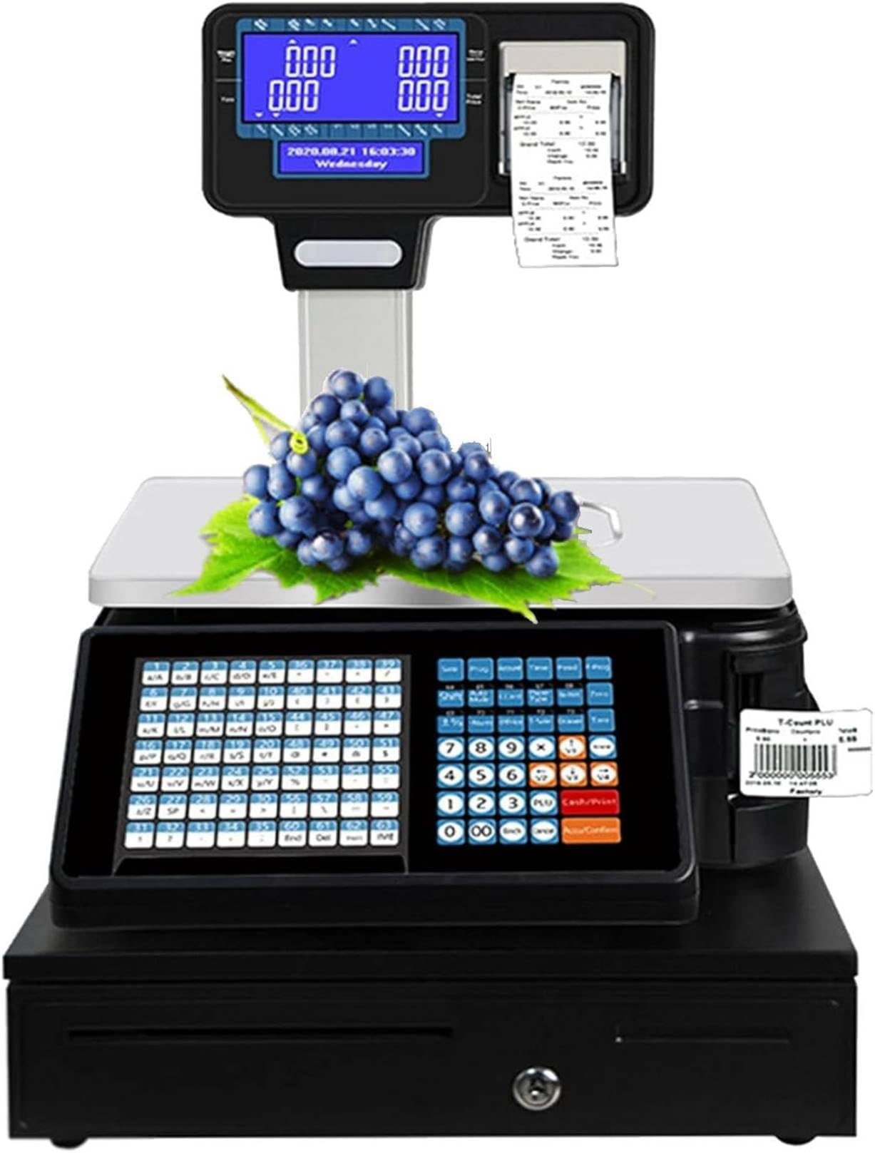 Kommerzielle Preisetikettdruckwaage,Dual Display Elektronische Preisrechnerwaage für Lebensmittel,Fleisch,Delikatessen,Obstmarkt