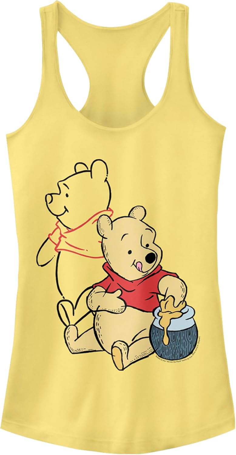 Disney Women's Winnie Pooh Line Art Tri-Blend Racerback Layering Tank