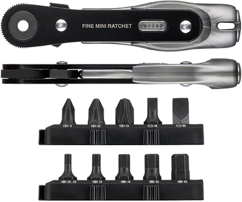 Chave de Fenda Mini Catraca VESSEL TD-25 Ultra Fina Reta com 10 Bits