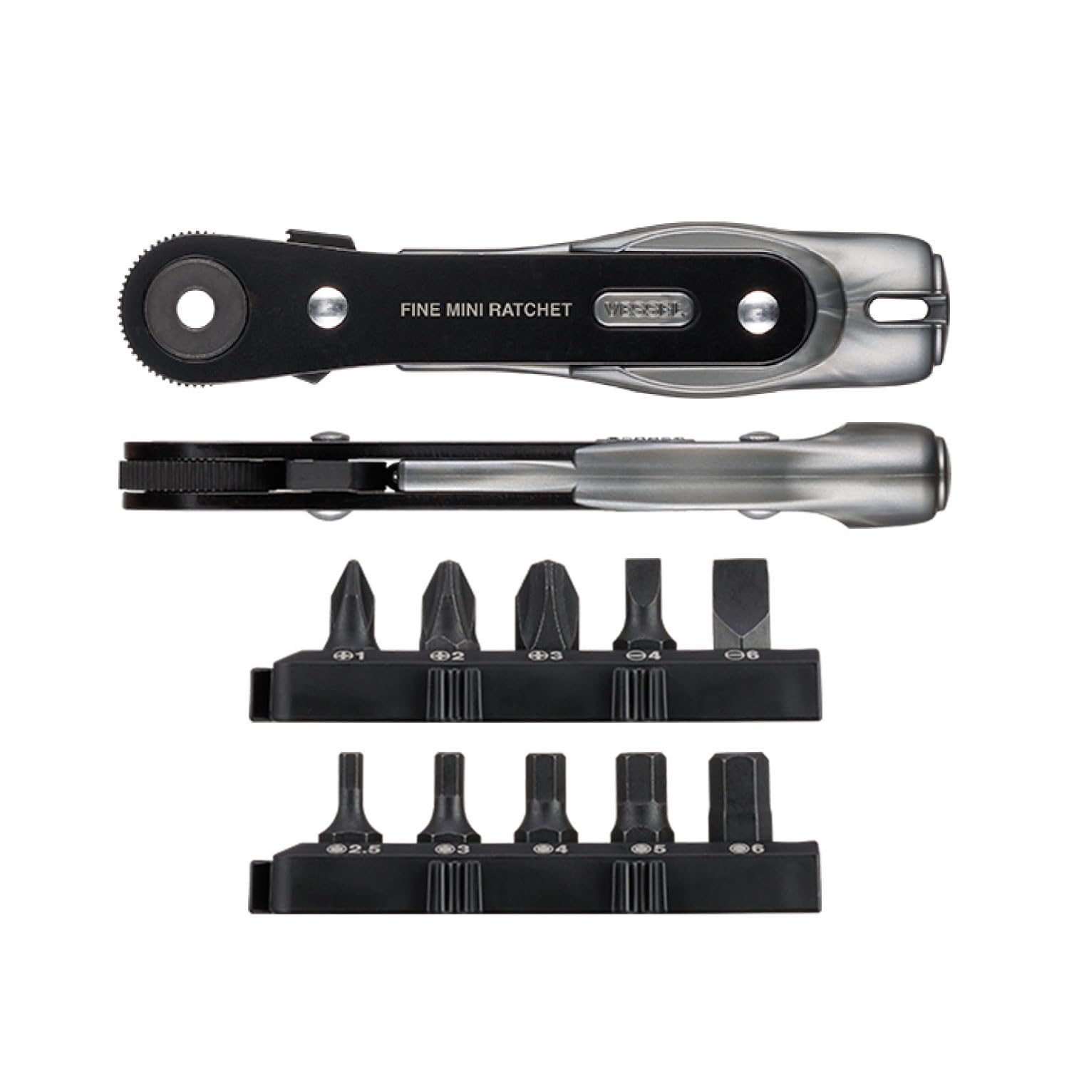 Vessel TD-25 Ultra Thin Fine Mini Ratchet Screwdriver, Straight Type, 10 Bits Included