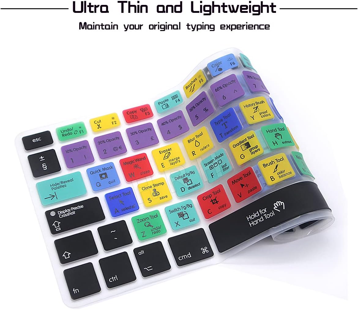 HRH Photoshop PS Keyboard Cover for MacBook Air Pro 13" 15" 2015 or Older image 5