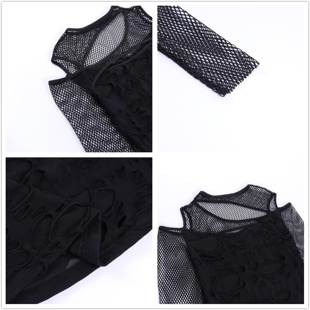 Goth Crop Top for Teen Girls Aesthetic Emo Shirts Casual Tops for Women Long Sleeve Punk - Image 4