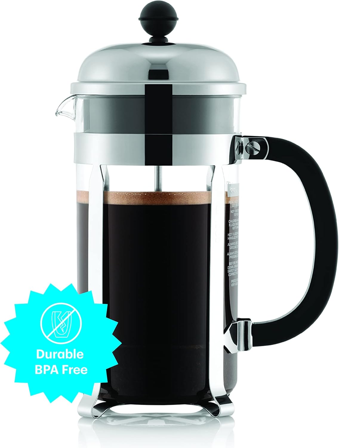 Bodum 34oz Chambord French Press Coffee Maker with BPA-Free Tritan Plastic Carafe, Brushed