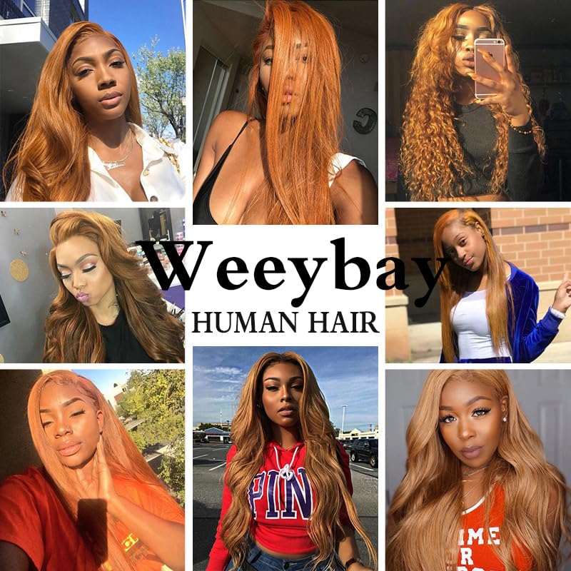 Weeybay 4x4 Lace Front Wigs #30 Light Brown Human Hair Body Wave Pre Plucked Baby Hair HD Transparent 180% Density 4x4 Lace Frontal Wigs 24 Inch - Image 2