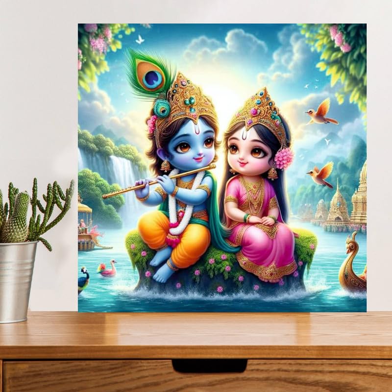 Image of British Terminal Cute little Bal Gopal Baby God Krishna| Kanha Ji | Laddu Lord Makhan Chor Painting Religious Poster for Pregnant Women for wall (matt thin vinyl,sticker,multicolor,unframed)| bj258