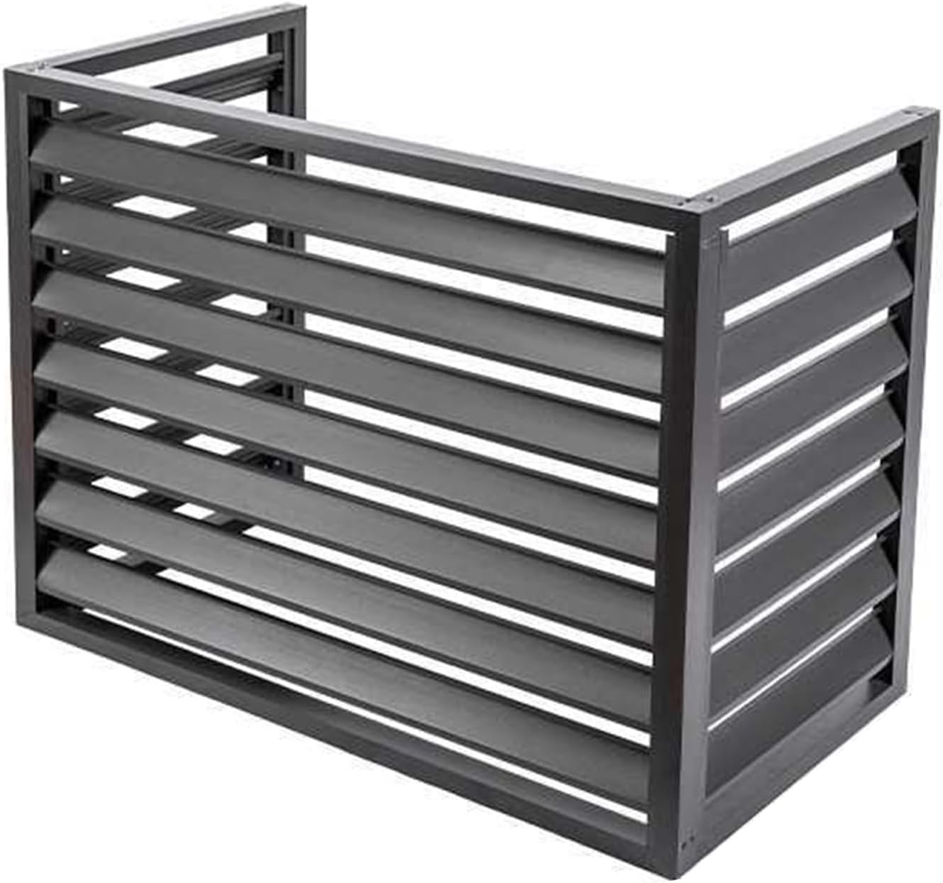 Aluminum Air Conditioner and Heat Pump Cover, 3 Panels Mini Split Air Conditioner Fence Screen for Outside Units, Noise Reduction AC Unit Cover,100x70x50cm,Black