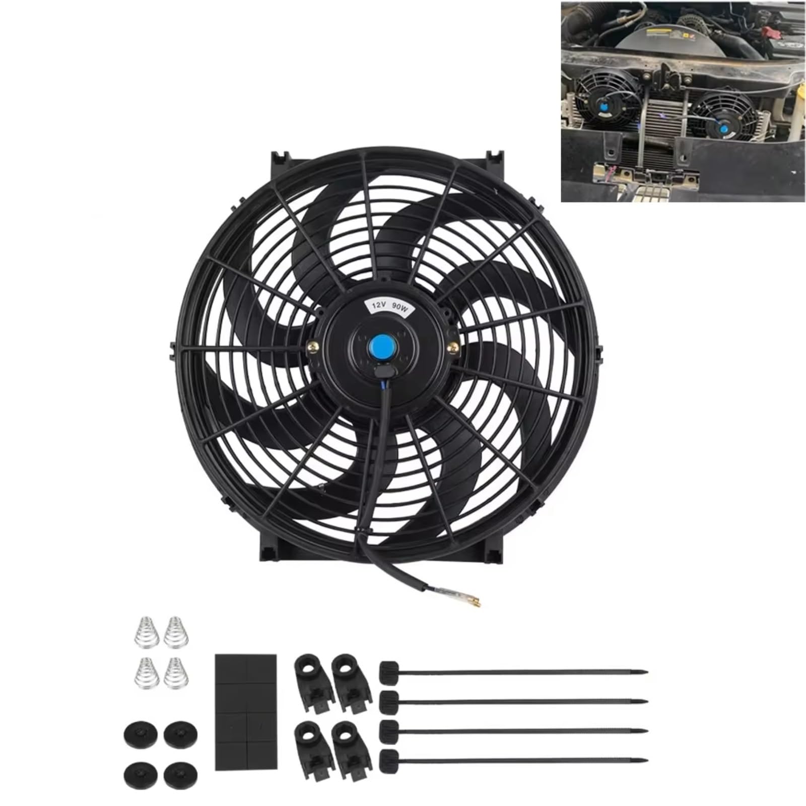 Ventilador Refrigeración Motor Cuchillas Universales De A-9inch-10 12V 80W 2100RPM Conjunto De Ventilador De Refrigeración De Radiador Para Cabina De Motor De Coche Kit De Refrigeración Eléctrica