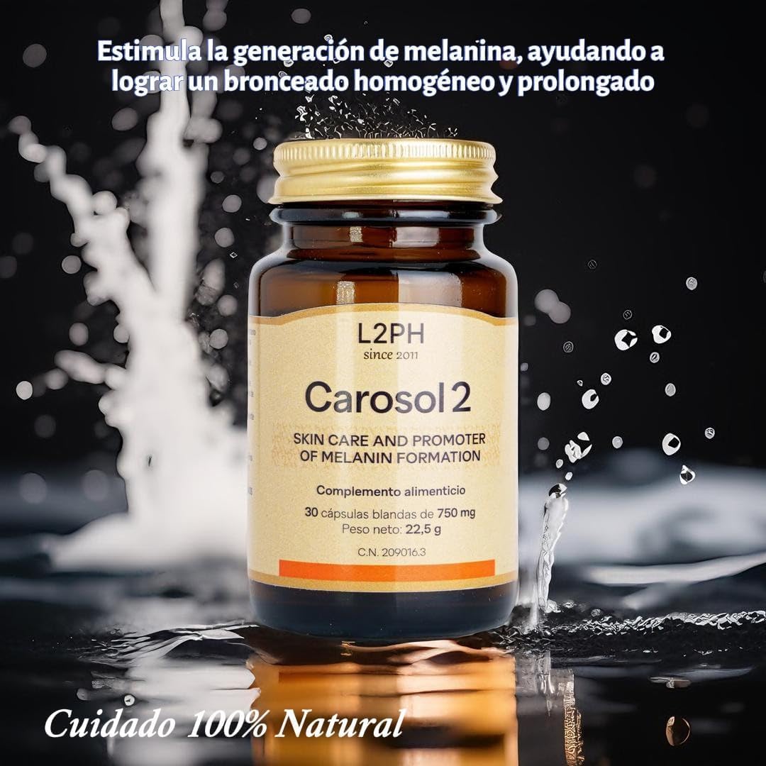 CAROSOL2 –Complemento Alimenticio para combatir la Alergia al Sol en Pieles tipo I y II (mejora la Protección Solar desde el Interior y Estimula la generación de Melanina) (30 Cápsulas).
