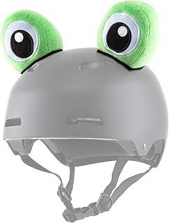 Frog Helmet Accessories w/Sticky Hook & Loop Fastener Adhesive (Helmet not Included), Fun Helmet Eyes/Ears/Cover for Snowboarding, Skiing, Biking, Cycling, Skating for Kids and Adults