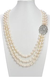 Joyas 24 pulgadas 3 hebras collar de perlas blancas colgante cumplir