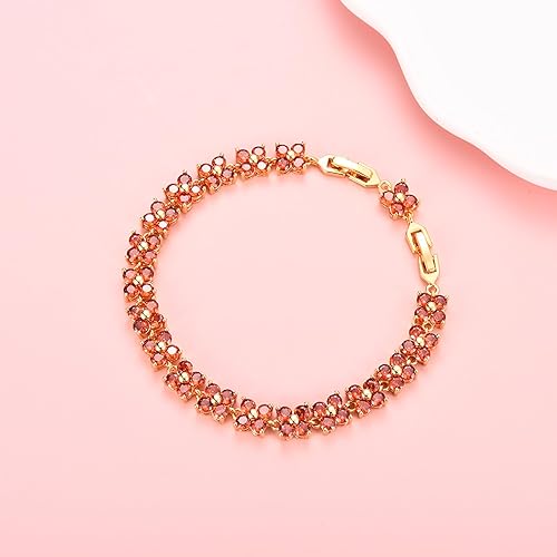 Miniatura 2 de GULICX - Pulsera de tenis con cristales de Swarovski y cristales redondos chapados en oro