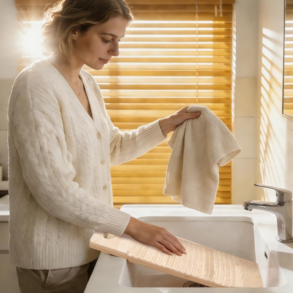 AHANDMAKER 15.7"x5.9" Hand Washing Board Laundry Cleaning Board with Hanging Hole Wooden Old Fashion Scrub Boards for Home Laundry Room Vintage Decor Gifts for Parents Friends