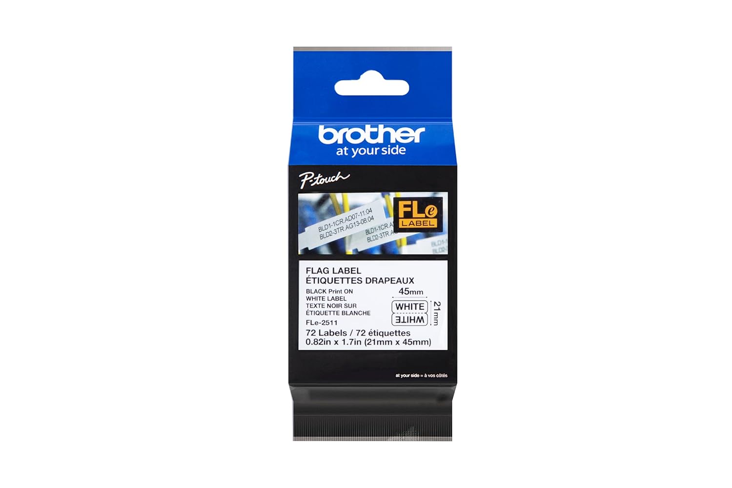 Brother FLe2511 21mm x 45mm White Non-Laminated Flag Labels