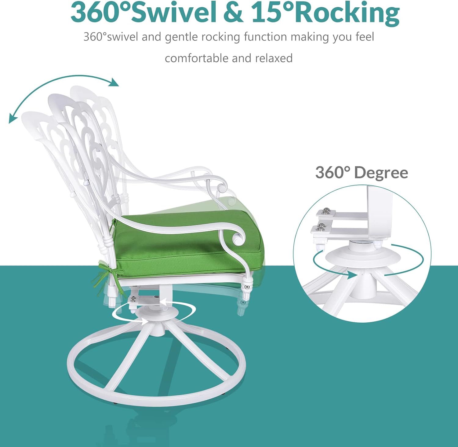 Outdoor Cast Aluminum Dining Chair Set with Cushions