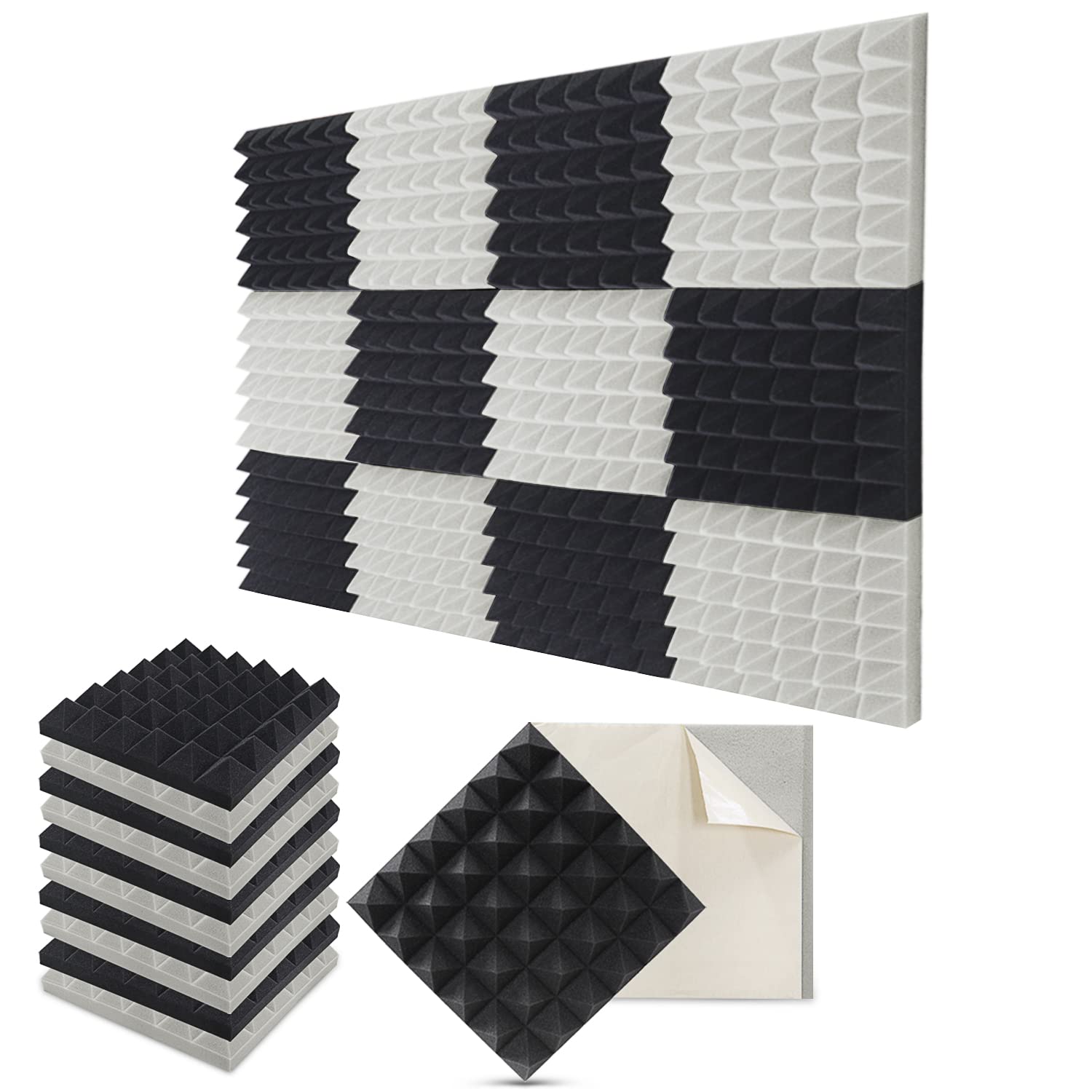 Buy 12 Pack Acoustic Panels With SelfAdhesive,2" x 12" x 12" Quick