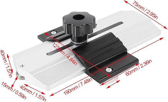 Thin Rip Jig,Aluminium Alloy Multifunctional Thin Strip Cuts Woodworking Tool for 3/4 X 3/8in Miter Grooves Table Saw
