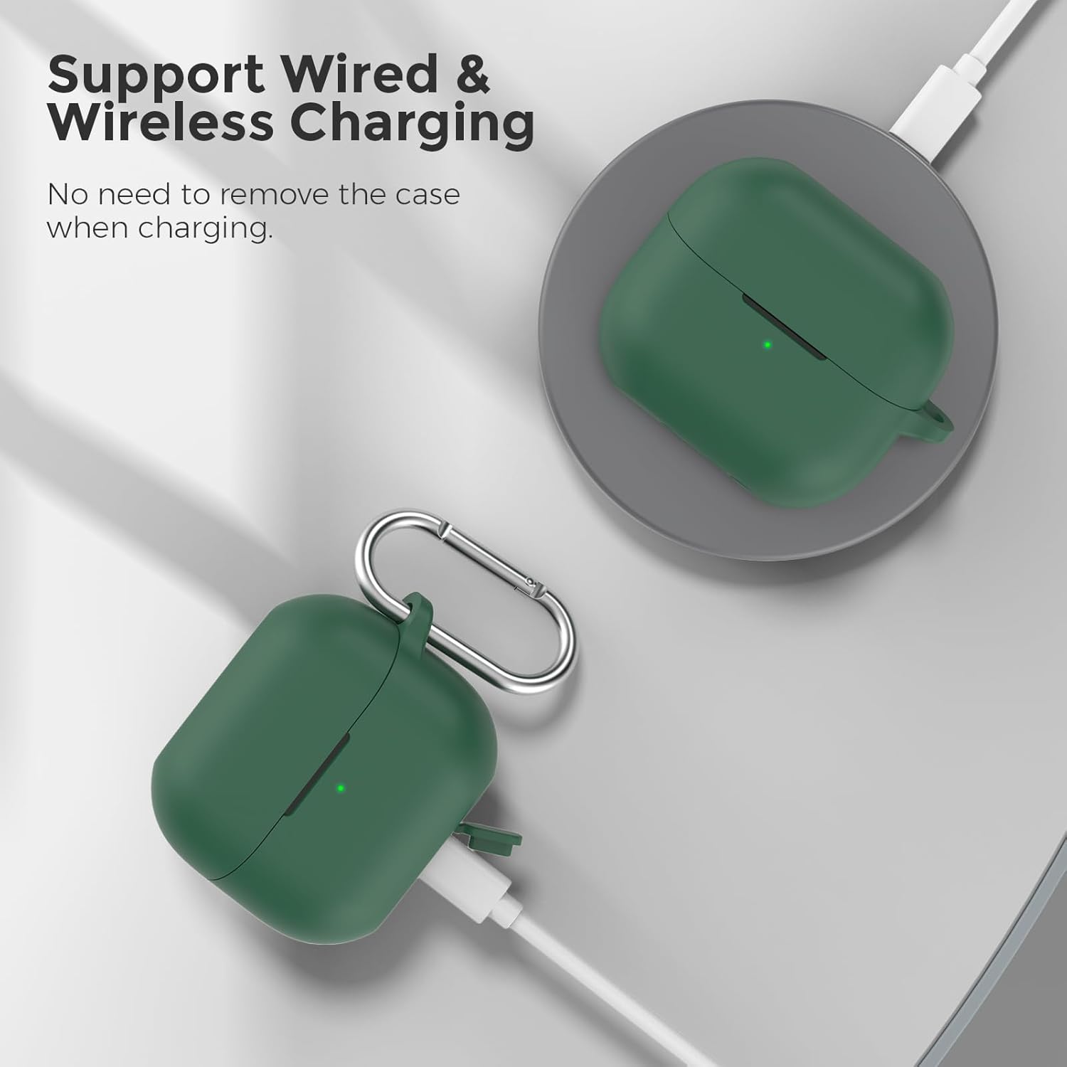 AhaStyle Silicone Case for Samsung Galaxy Buds 3 FE (2025) / Galaxy Buds3 Pro and Galaxy Buds 3 (2024) Shockproof Full Protective Skin Case Cover Compatible with Samsung Galaxy Buds3 Series (Green) - Image 4