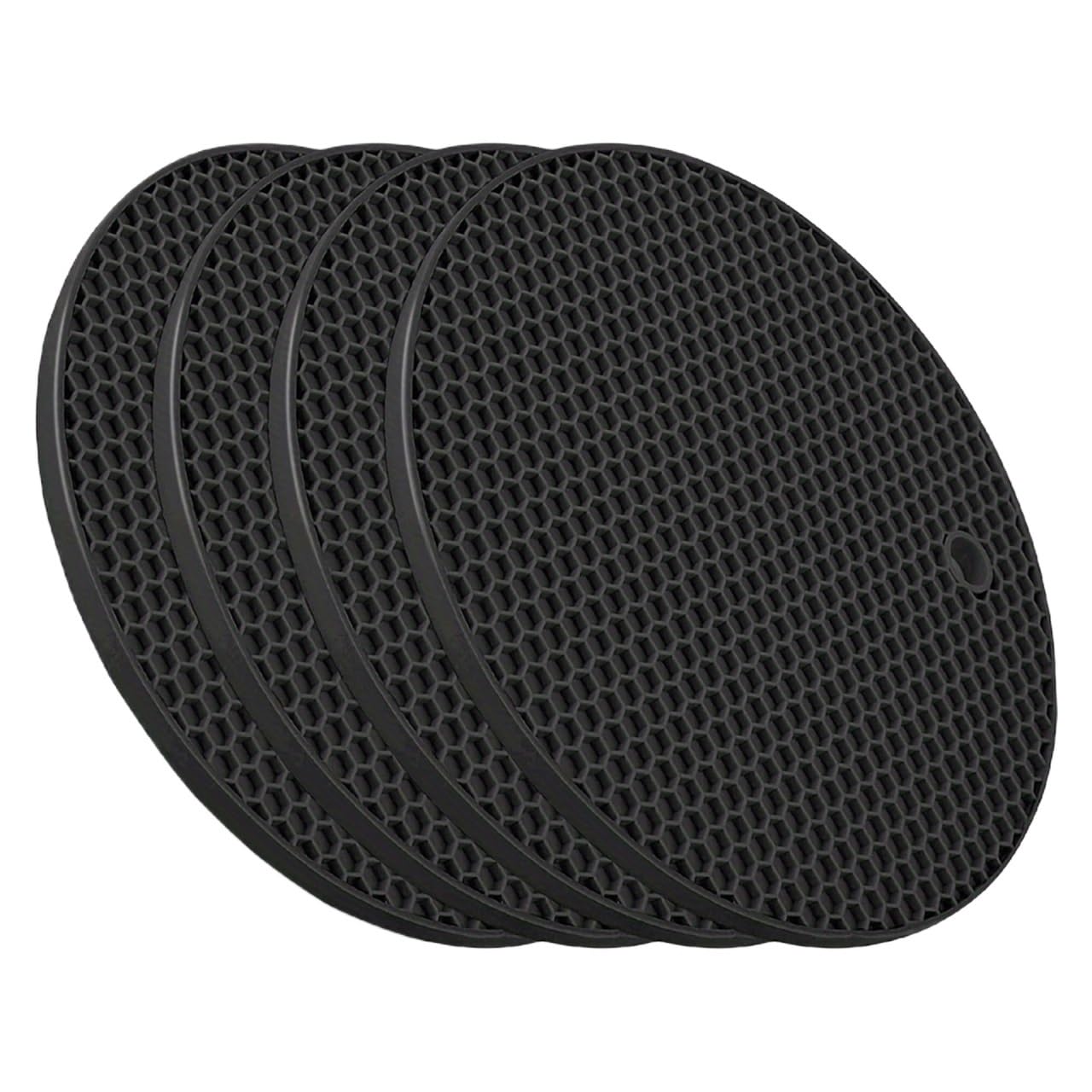 6pcs/set Trivets for Hot Dishes - Pads for Kitchen, Silicone Pot Holders for Pots and Pans, Mats for Co For Kitche(Black)