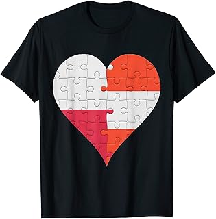 Polish Austrian Flag Heart T-Shirt