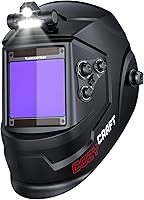 ARCCAPTAIN 3.94x3.66 True Color Auto Darkening Welding Helmet with LED Light, Solar Powered, 4 Arc Sensors for MIG TIG Stick