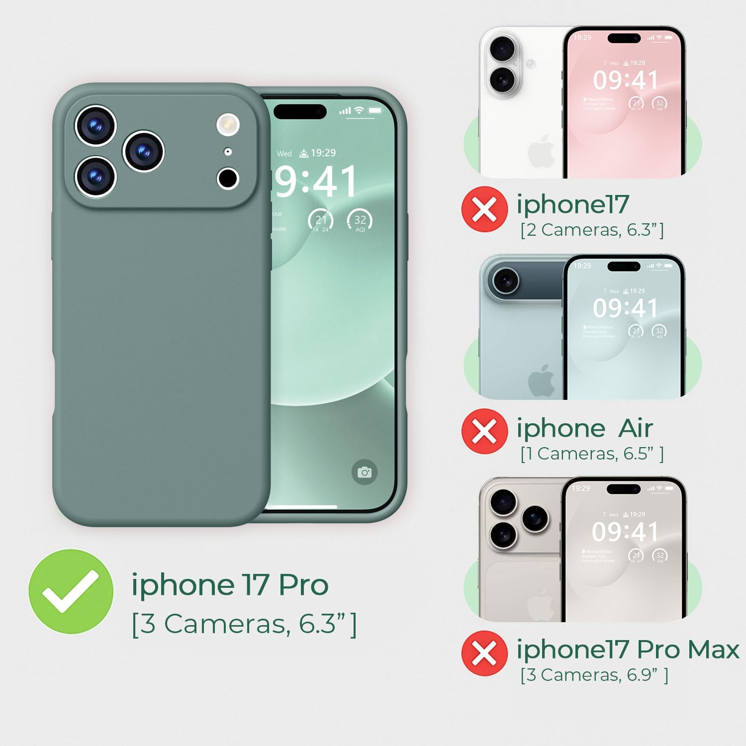 ktele magnetic for iphone 17 pro case [compatible with magsafe] [premium silicone satin-smooth touch] slim shockproof anti-scratch microfiber lining case, 6.3 inch, pine green pine green iphone 17 pro 6.3inch